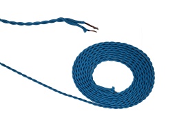 D0660  Cavo 1m Blue Braided Twisted 2 Core 0.75mm Cable